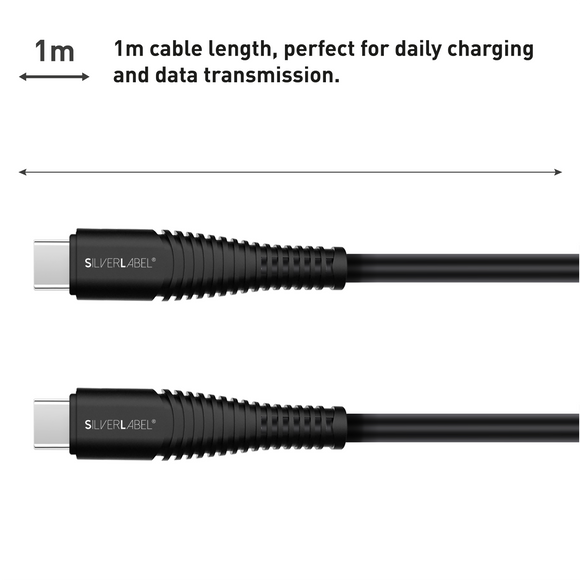 SilverLabel 1m USB-C to USB-C Cable Black