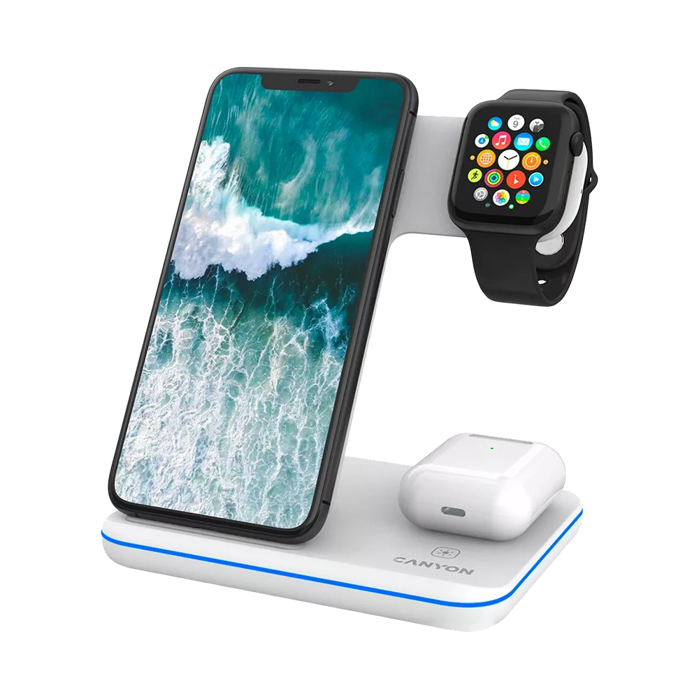 Canyon Wireless 3 in 1 Charger WS-303 White - 0