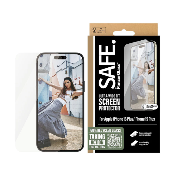 SAFE. by PanzerGlass™ Screen Protector Ultra Wide Fit for Apple iPhone 16 Plus