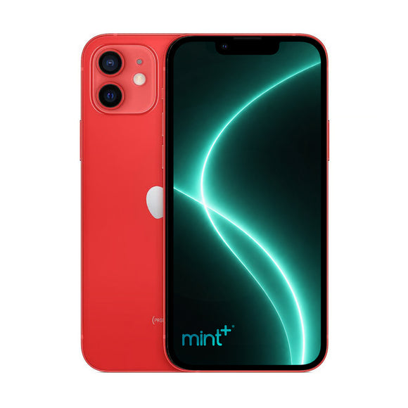 Photo of iPhone 12 mini red with mint+ wallpaper