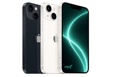 Photo of three iPhone 13 mini with mint+ wallpaper