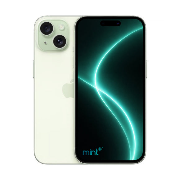 Photo of iPhone 15 plus green with mint+ wallpaper